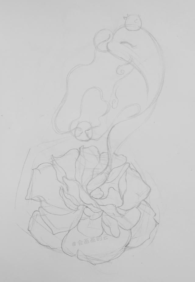 花瓣#用两支中性笔,画一幅线描画,过程简单易上手