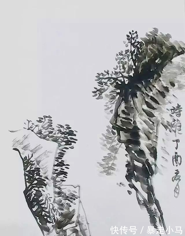 画法@赵寒翔不顾批评,搞国画创新,用涂鸦颠覆传统山石技法?