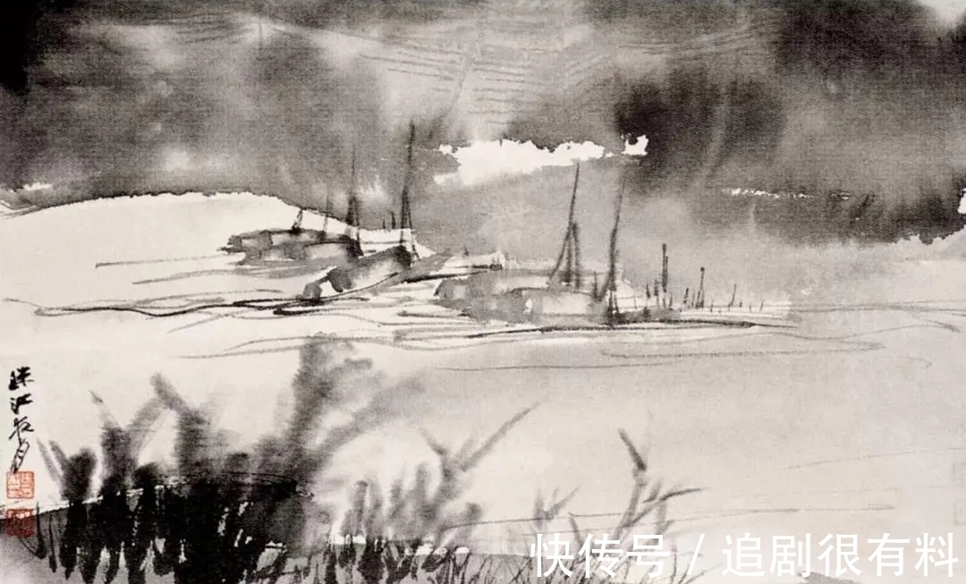 泼墨&张大千12开泼墨小品山水画,少见、难见!