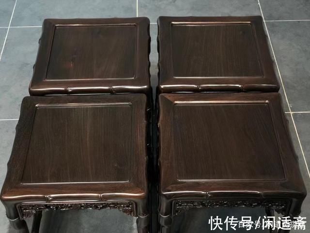 清秀|清秀文雅，竹节款方桌套装，大红酸枝红木家具