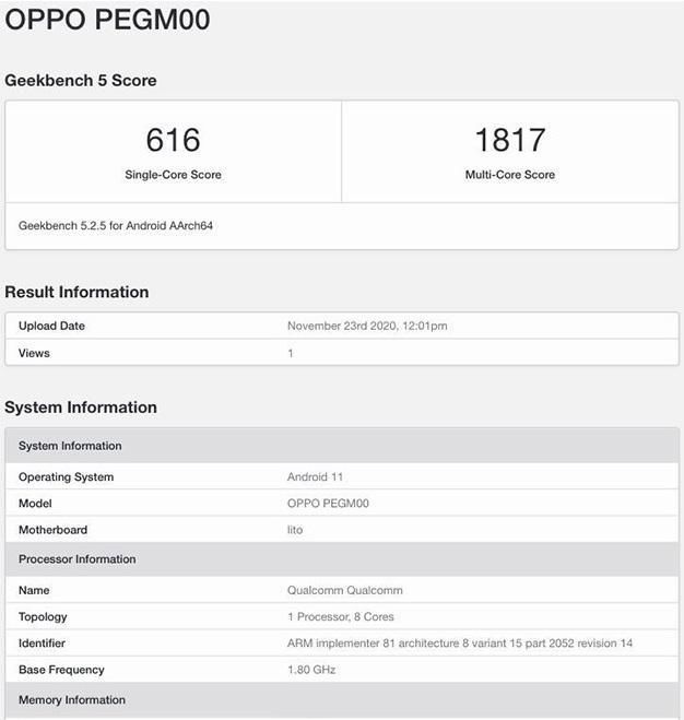 骁龙|Geekbench曝光OPPO Reno 5系新机 或有骁龙765G/天玑1000+等多个版本