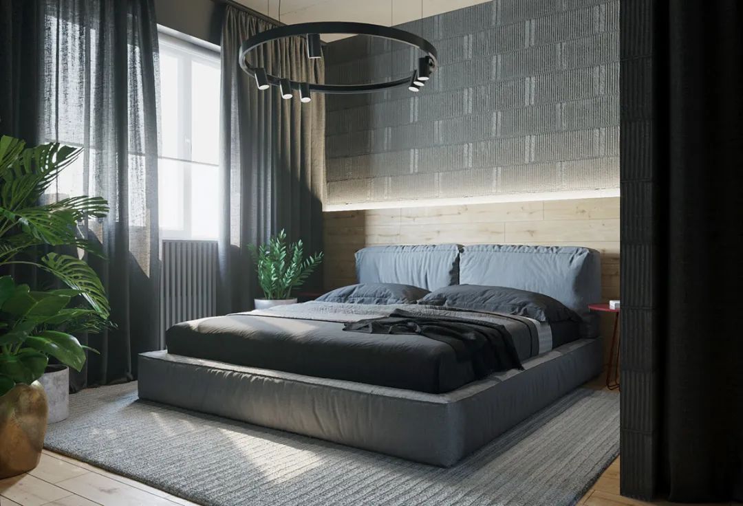 深灰色|88㎡现代极简，高级灰的空间，时尚红的点缀，成熟端庄的设计美