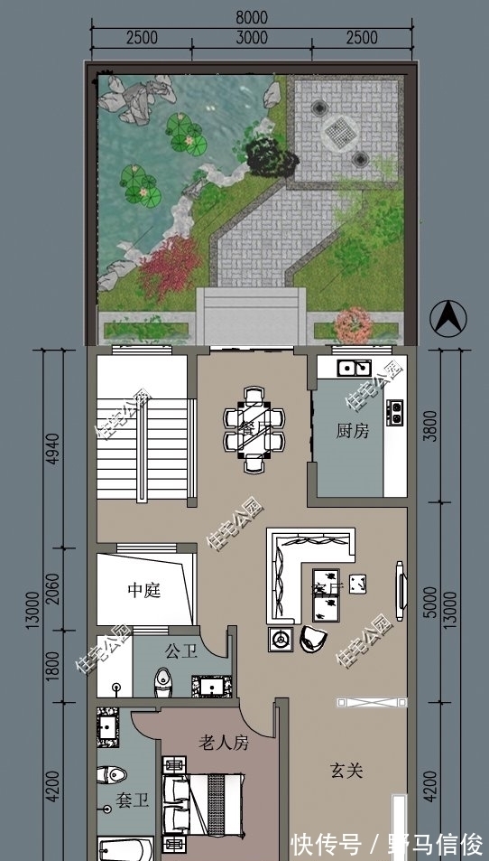 玄关|临街面宽10.2米,进深14-18米,该怎么设计二层建房?
