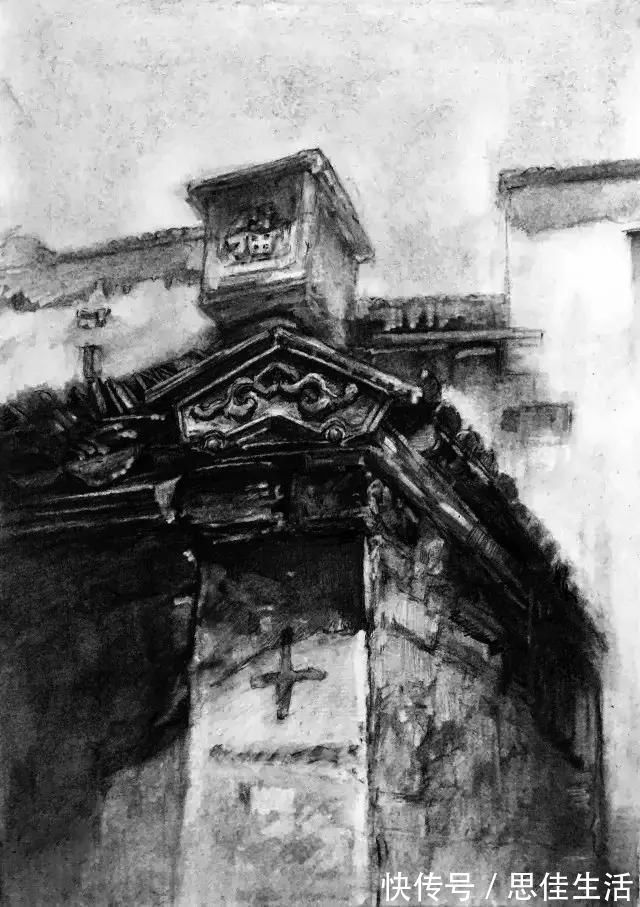 素描#风景素描这样画,既容易上手又有画面效果