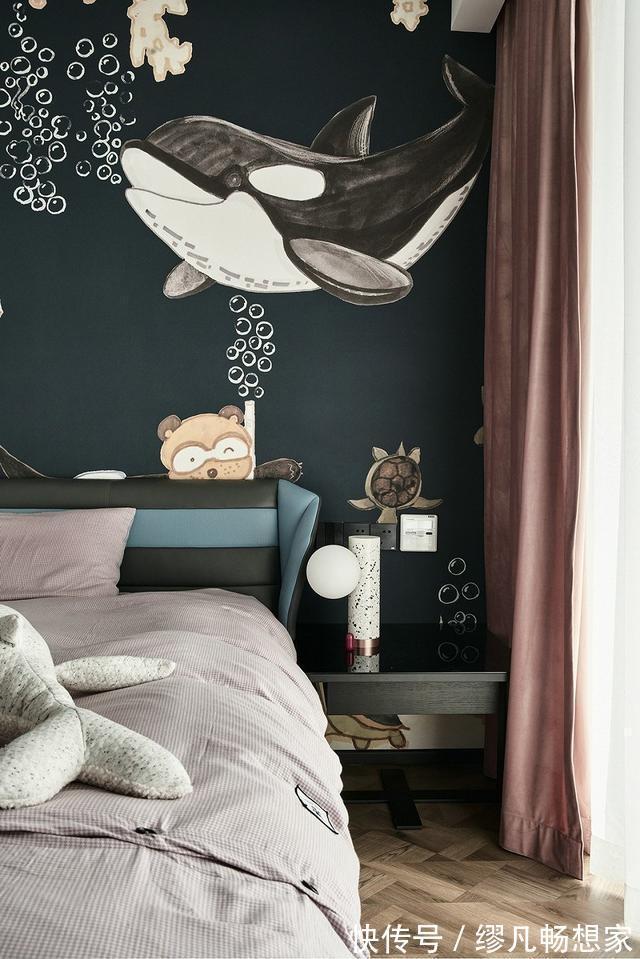 轻奢|129平现代时尚轻奢空间,黑白灰3色低调沉稳,地砖打造水墨画风格