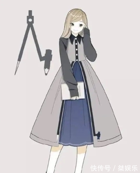 圆规|学习工具拟人化,圆规化身长裙少女,便利贴少年好帅