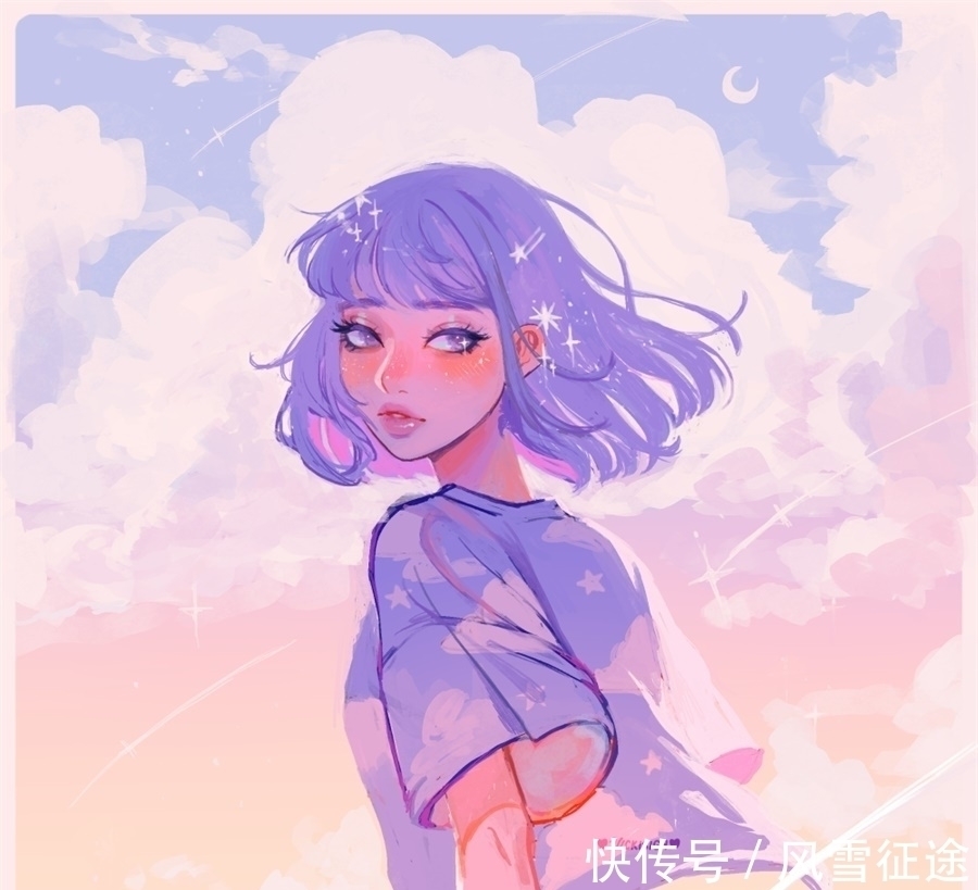 画面|魔法少女系列插画,甜美温柔的画风,画面美好且奇幻