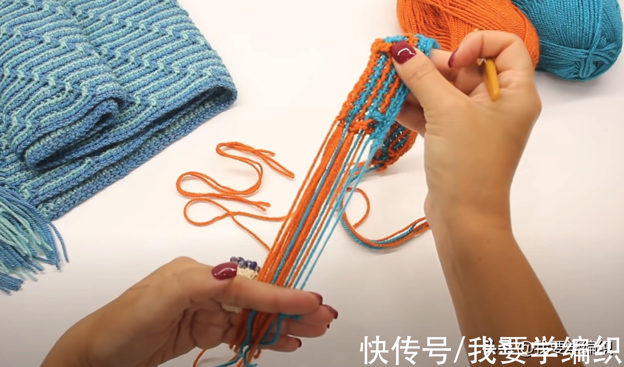 教程&暖冬三件套之围巾，马赛克花样围巾编织教程，好看时尚又很保暖