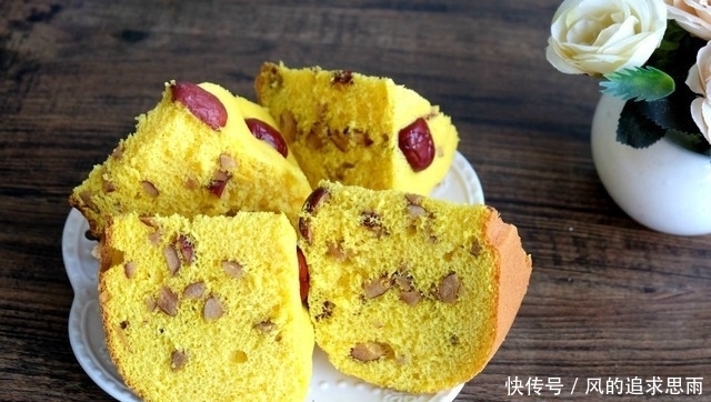 南瓜和|早餐蛋糕自己做，用料简单做法更简单，不用烤箱更轻松，香甜美味