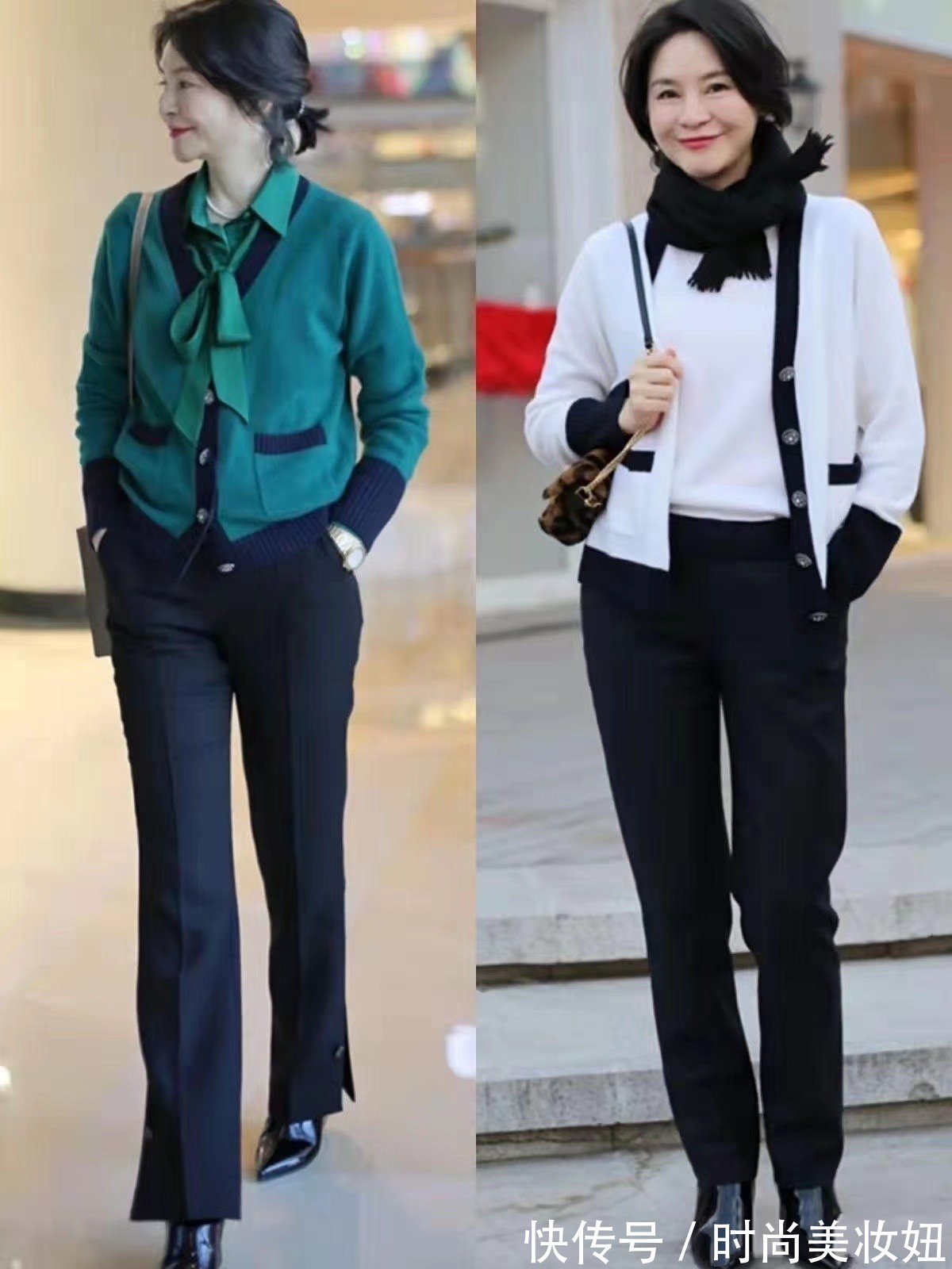 紧身裤|50岁的女人,针织衫少搭碎花裙,搭配西装裤、牛仔裤更洋气