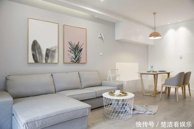 厨房|75平现代小清新空间,马卡龙色调温馨时尚,客厅镂空茶几精致唯美