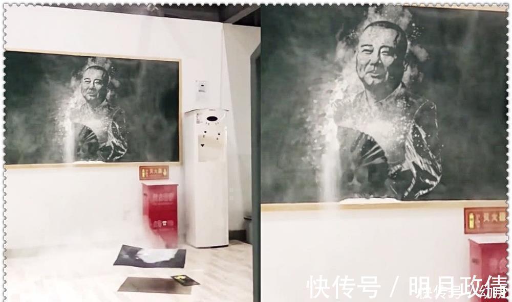 于谦&美术生在黑板上画“于谦”,开始:小学生都会,成品:在下眼拙了