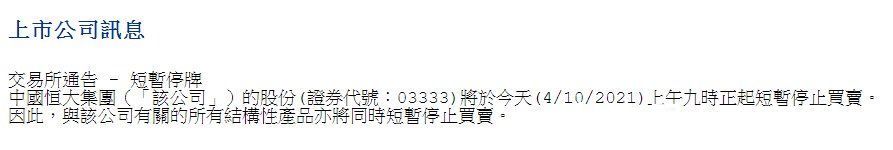 恒大物业|中国恒大、恒大物业在香港短暂停牌