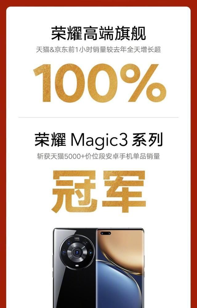 手机|荣耀Magic3系列斩获5000价位销量冠军