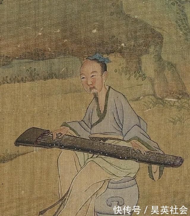 抚琴图&600年前一幅古画,高山远水胜过张大千,最奇怪的是画中童子