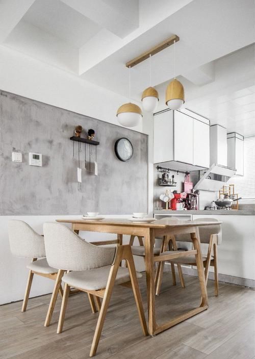 水泥背景墙|12万装122㎡三居北欧风,水泥背景墙个性十足,闺蜜都夸洋气