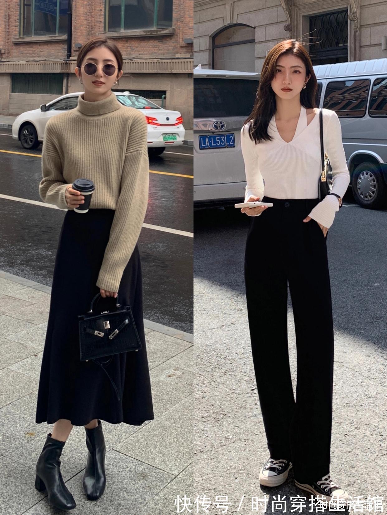 时髦|毛衣+半裙=2021年“万能”搭配公式,保暖时髦又减龄,谁穿谁美