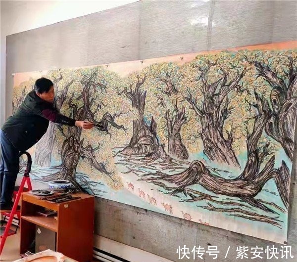 灞桥&画家闫军平绘制“关中八景”巨幅山水画喜迎十四运
