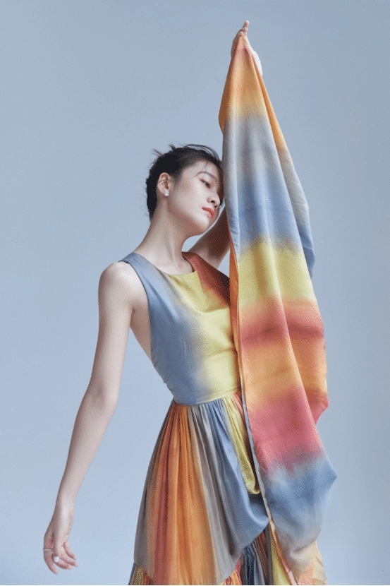 彩色|彩色条带裙子, 漂亮美丽模特