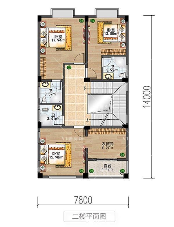 卧室|两款火遍农村的三层带阳台小别墅,占地100平米这样设计就对了