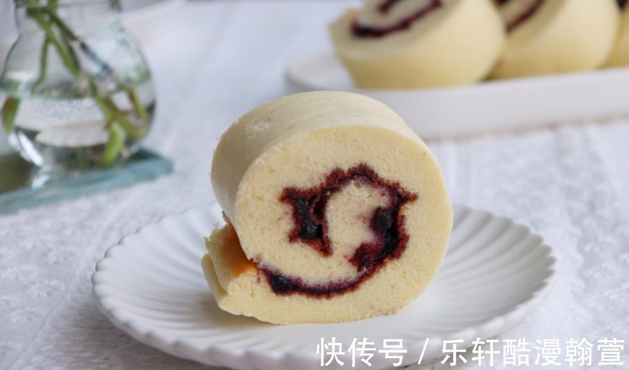 蓝莓酱|自制蓝莓蛋糕卷,做法不难,味道比买的强多了