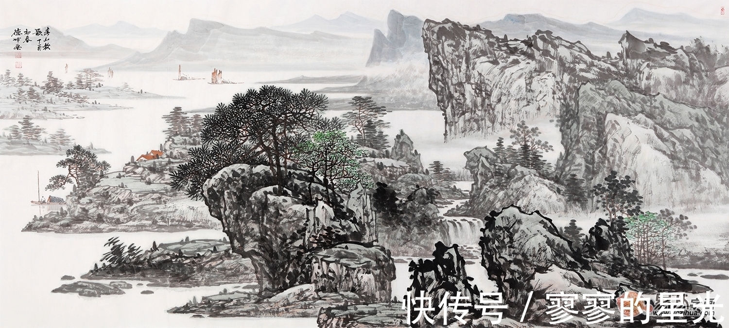 山水&林德坤山水画 笔墨苍劲有力 极具诗情画意
