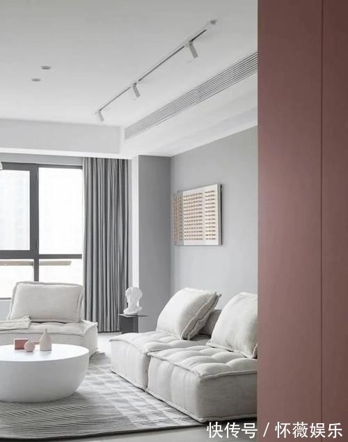 功能柜|120㎡极简风三居室,柔和的莫兰迪配色,干净又舒服