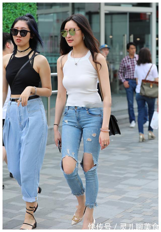 街头 胖并没错, 街头美女的“收腰搭”很显瘦, 轻而易举成“小腰妖”