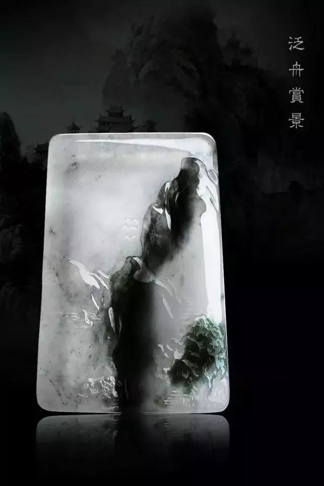 黑与白|翡翠玉雕中的水墨画,这样的意境翡翠你肯定没有见过!