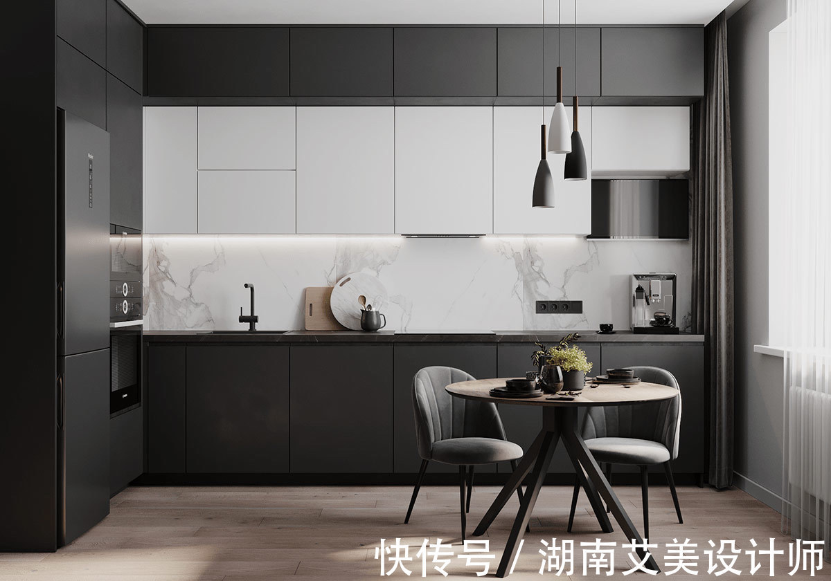 灰色|198平软装设计,深蓝色与灰色的碰撞