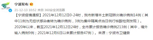 新冠肺炎|宁波新增本土新冠肺炎确诊病例14例