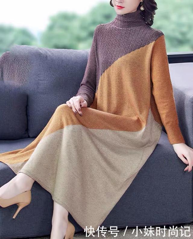 中年女人秋冬穿衣不再愁, 轻奢风针织裙配小皮靴, 俨然一副阔太范