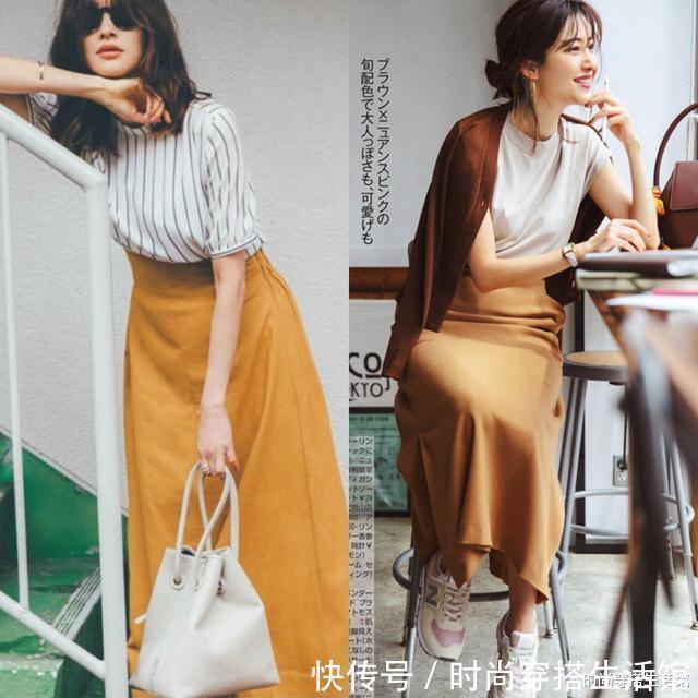 百褶裙|阔腿裤已经过时了,今年流行的是“T恤+半裙”,时髦显瘦又清凉