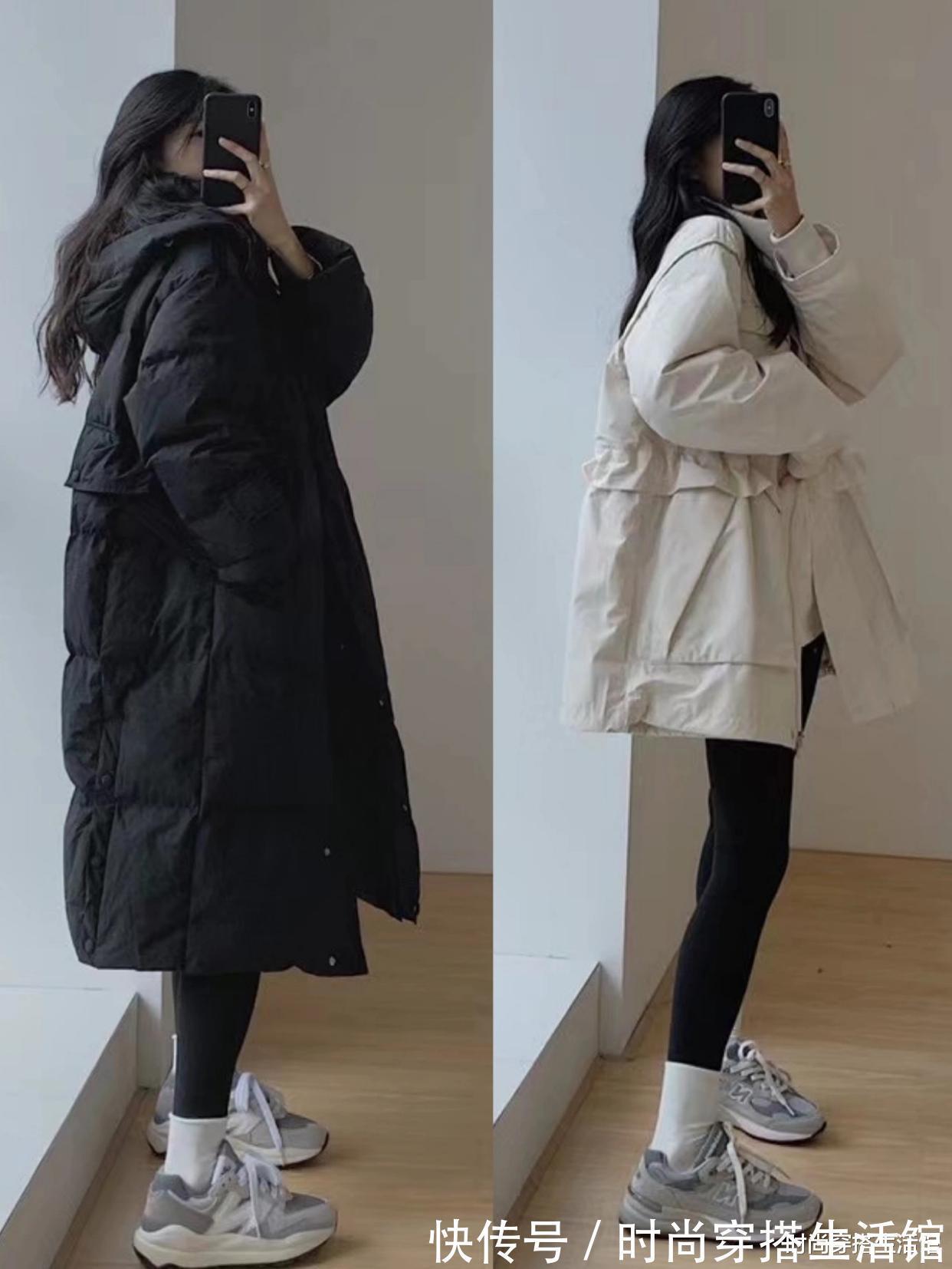 鲨鱼裤|羽绒服下面不一定配裙子,现在流行这样穿,时髦保暖,冬季穿很美