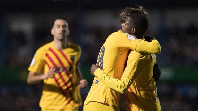 登贝莱|登贝莱世界波!国王杯:巴萨2-1逆转晋级 德容伤退