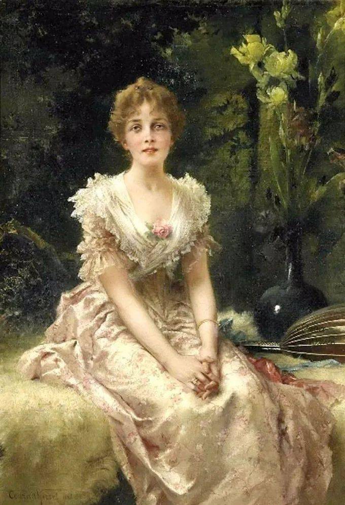 艺术学院!19世纪油画家笔下细腻的年轻漂亮女子,人物造型丰韵端庄 雍容华贵