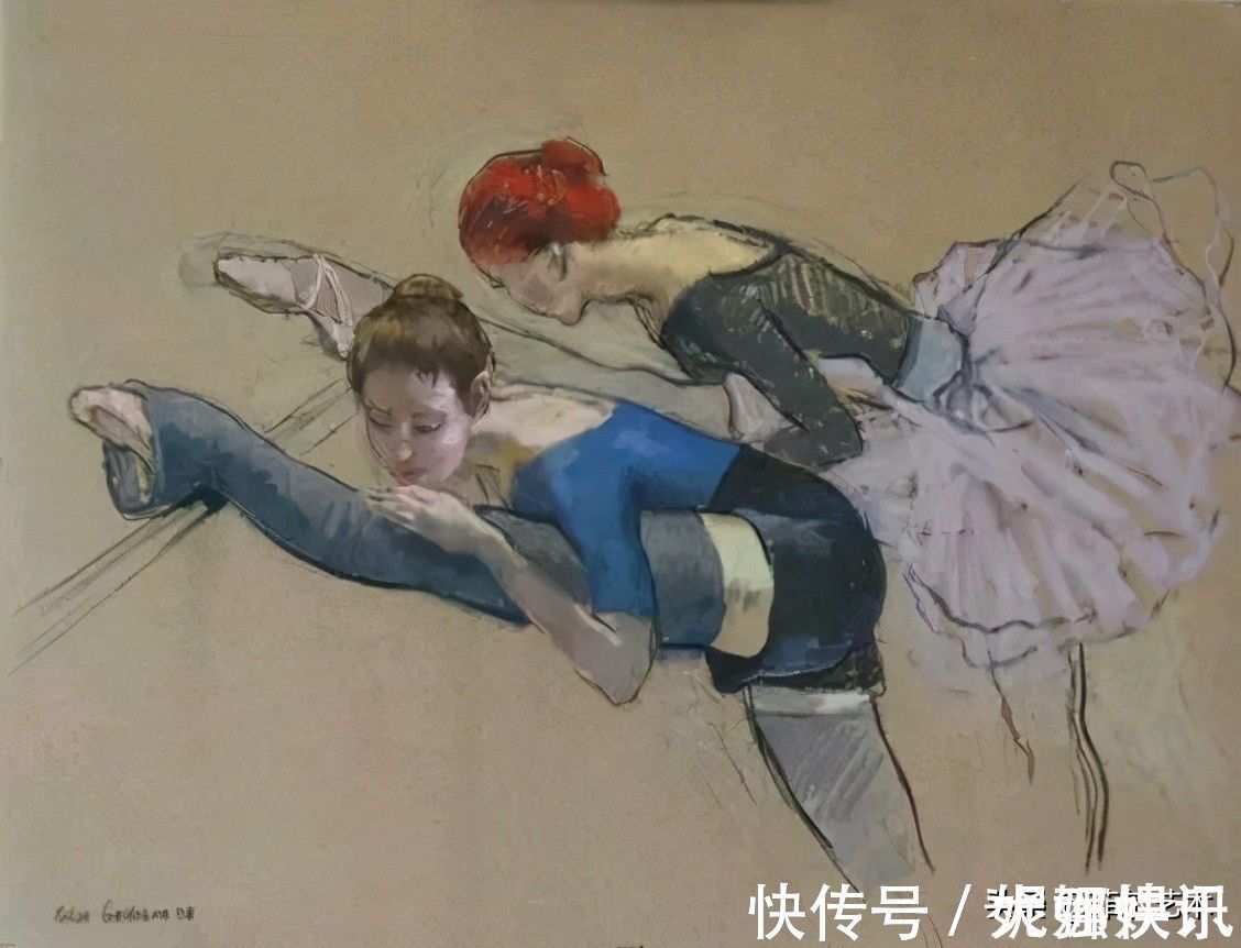 女画家$乌克兰女画家色粉画作品,跳舞的姑娘可真美