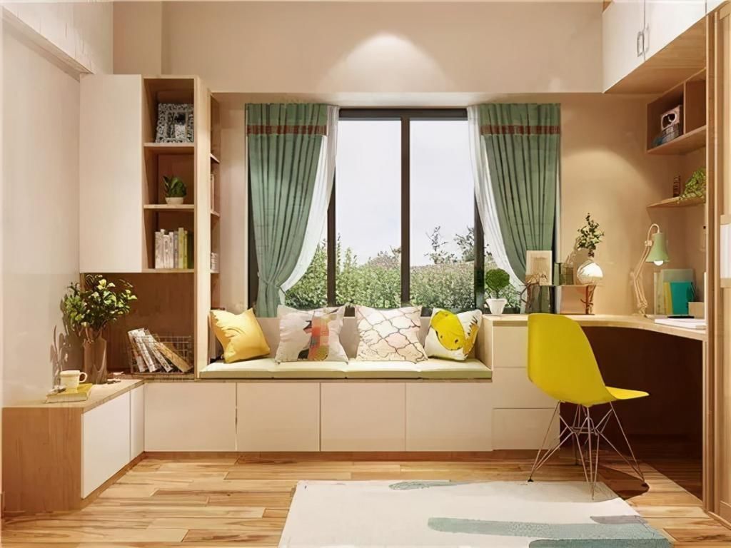 地柜|卧室飘窗空间别再浪费了,这样设计衣柜、书桌都有了,2平当4平用