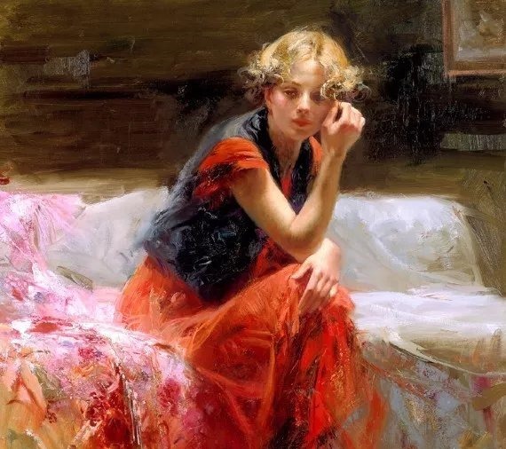 人物#皮诺德埃尼的油画人物，色彩斑斓，动静结合，光彩照人