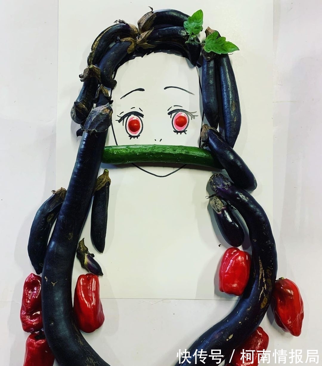 伊之助|蔬菜版《鬼灭之刃》,祢豆子改叼黄瓜,伊之助只是一片生菜叶?