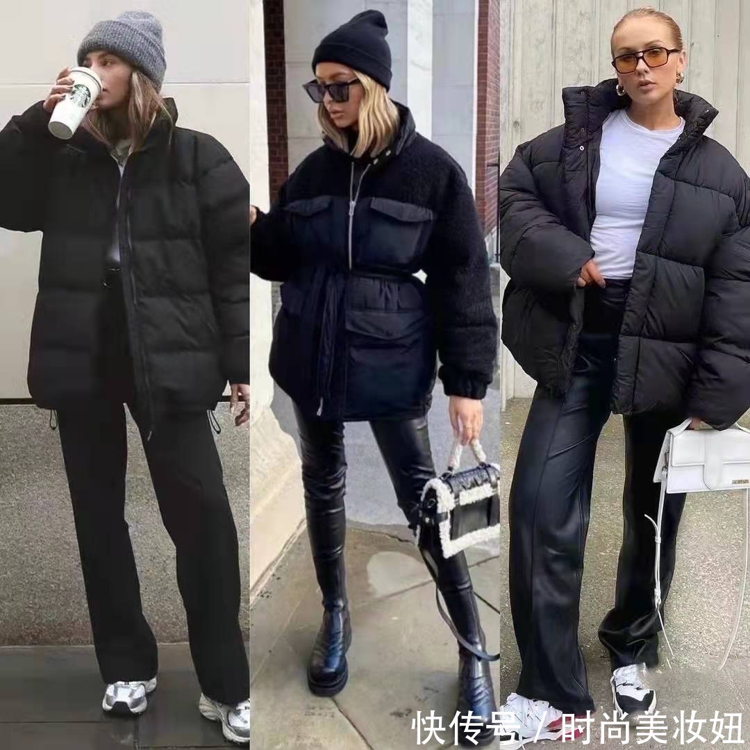 大长腿 “黑色羽绒服”原来可以这么洋气,普通人照着穿,时髦感翻倍