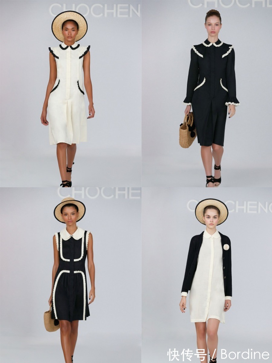 黑边|Chocheng 2021春夏,黑边帽的搭配,在黑白造型中比较吸睛