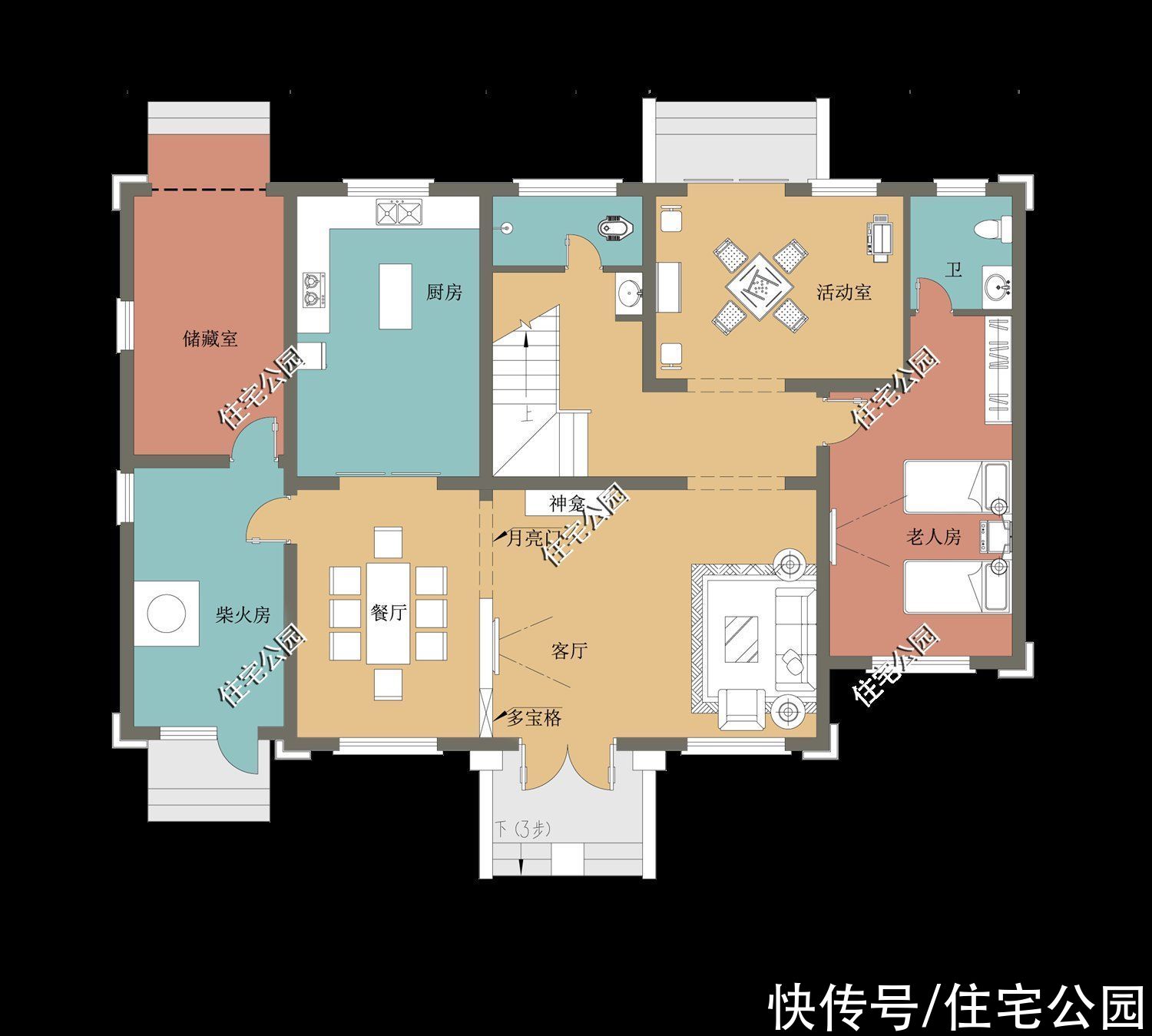 占地面积|10套柴火灶户型推荐，实用性不输城里小区房，尤其是第6套太美了