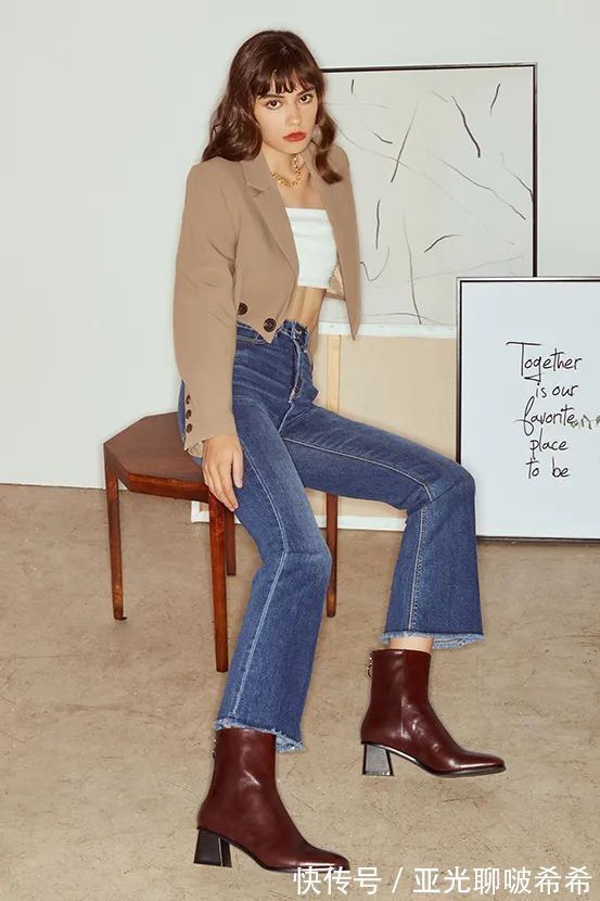 直筒裤 九分裤+短靴=入冬最潮搭配套路,显瘦显高帅翻天!