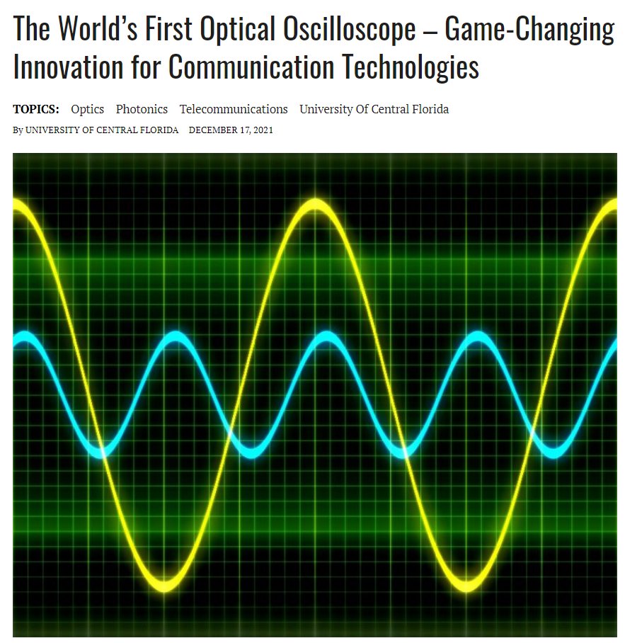 mich世界首台光学示波器问世，有望改变通信技术游戏规则