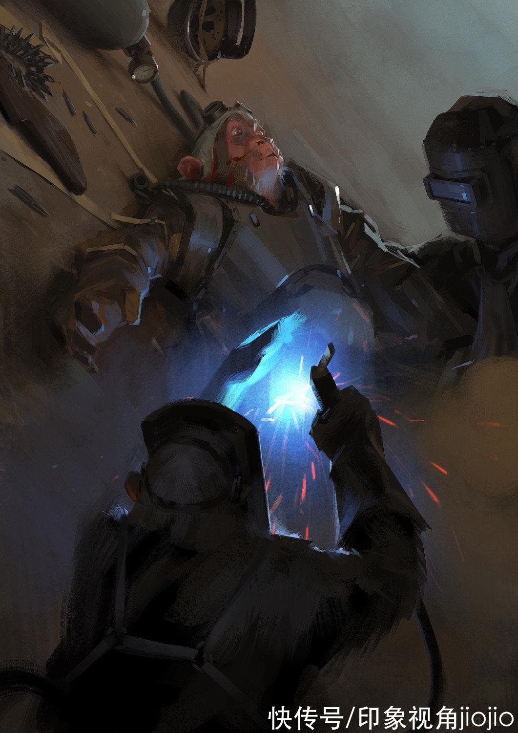 jiojio$粗犷笔触的CG插画艺术，每一幅画都很有故事感，色感超强