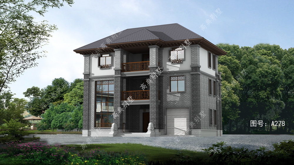 这款耐看的三层中式别墅,户型方正,外观简约大气。