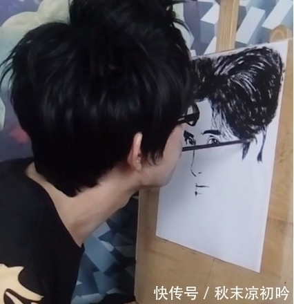 美术生|美术生作妖画薛之谦,高难度另类画法,看到眼睛表示无法淡定
