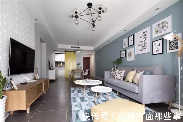 餐酒柜|96平现代风二居室,客餐厅连在一起协调又耐看