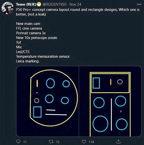 华为P系列|华为P50Pro渲染图遭曝光，网友：华为Mate40Pro还没抢到呢
